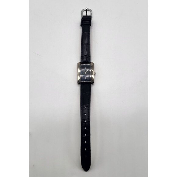 Carriage by Timex Silver Tone Rectangle Case Women's Watch Black Leather Band - Picture 3 of 10